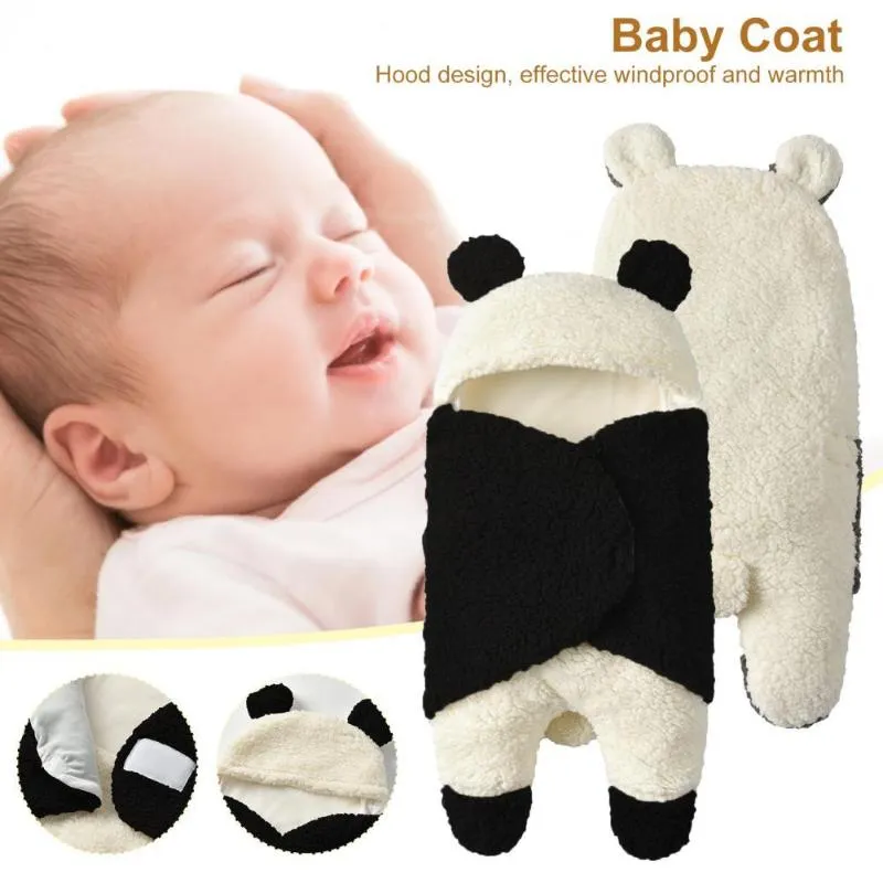 Coussin / oreiller décoratif mignon né bébé lange d'emmaillotage super doux chaud forme de panda flanelle unisexe infantile couverture épaissie bébés