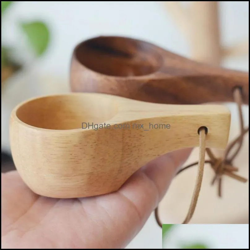 mugs nordic style handmade natural wooden mug cup for camping hiking survival tea home decorations gifts craft z0l6