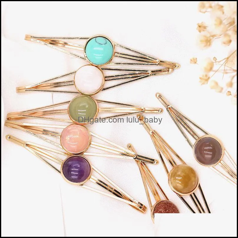 natural rose quartz turquoise stone hair clips bobby pin decoration jewelry accessorie lulubaby