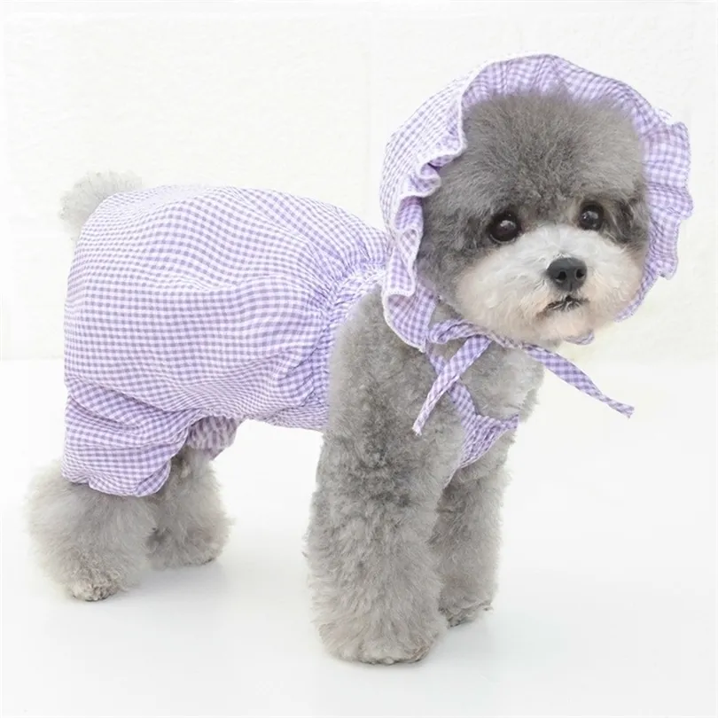 Köpek Ekose Elbise Kıyafetleri Şapka Tutu Elbise Pet Kedi Köpek Kostümleri Giyim T200902