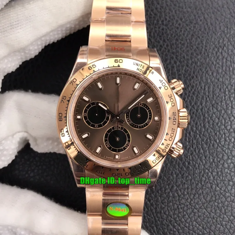 N Factory V4 Luxury Watches 116505 40mm 904l Cal.4130自動クロノグラフメンズウォッチチョコレートダイヤルローズゴールドブレスレットgents腕時計