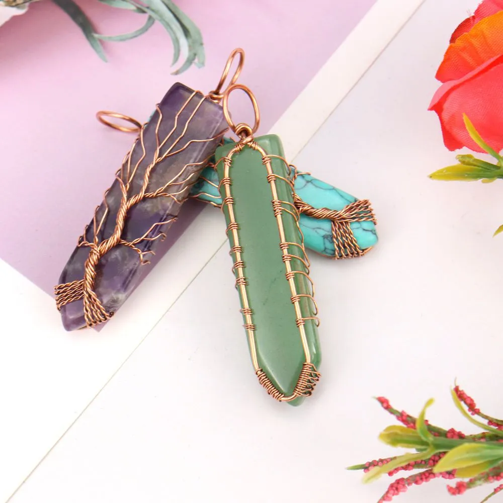 Collar De Alambre De Cobre Forma De La Espada Del Árbol De La Vida,  Amatista De Cuarzo Rosa Cura Colgante De Cristal Colgante De 2,75 € | DHgate, image size:1000x1000