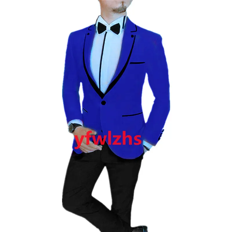 Anpassa Tuxedo One Button Stilse Notch Lapel Groom Tuxedos Men Suits Wedding/Prom/Dinner Man Blazer (Jacket+Pants+Tie+Vest) W1070