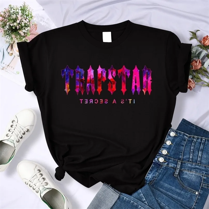 Trapstar Sunset T-shirt med vintagetryck ONeck Andas T-shirt Kläder Fritidskläder Street T-shirt Sommar Mjuk Hip Hop Toppar Kvinna 220630