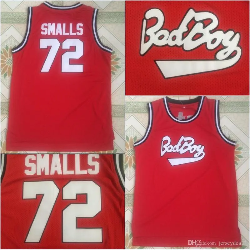 Bad Boy Notorious Big # 72 Biggie Smalls Movie Basket Baskey Jersey 100% cucito rosso S-XXL