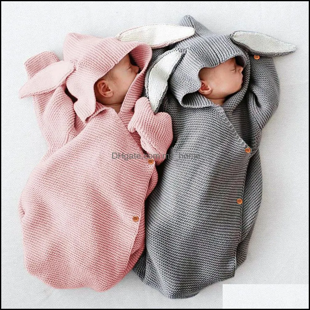 Slee Sacs Nursery Literie Bébé Enfants Maternité Infantile Tricot Filles Garçons Oreilles De Lapin Emmailloter Nouveau-né Enfant KN Dhtya