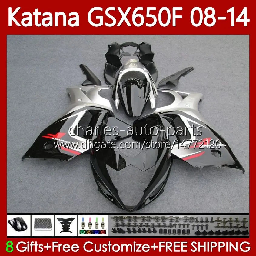 Bodys Kit For SUZUKI factory black KATANA GSX-650F GSXF 650 GSXF-650 08-14 120No.9 GSX650F GSXF650 08 09 10 11 12 13 14 GSX 650F 2008 2009 2010 2011 2012 2013 2014 Fairing
