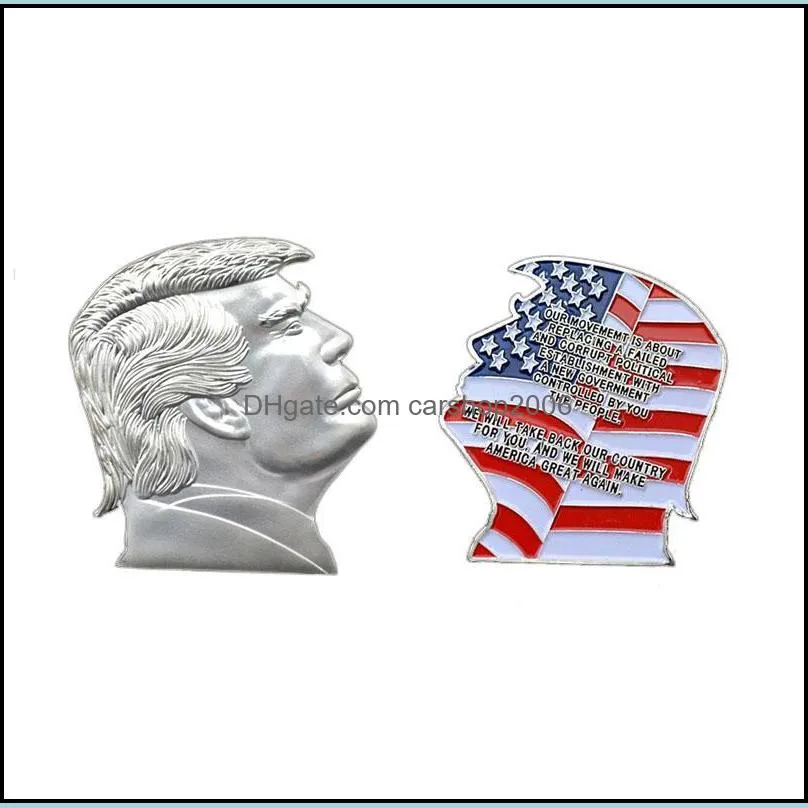 Trump Head Medal Crafts 24k Gold Plated 999 Silver Plated Embossed Badge RRB14878