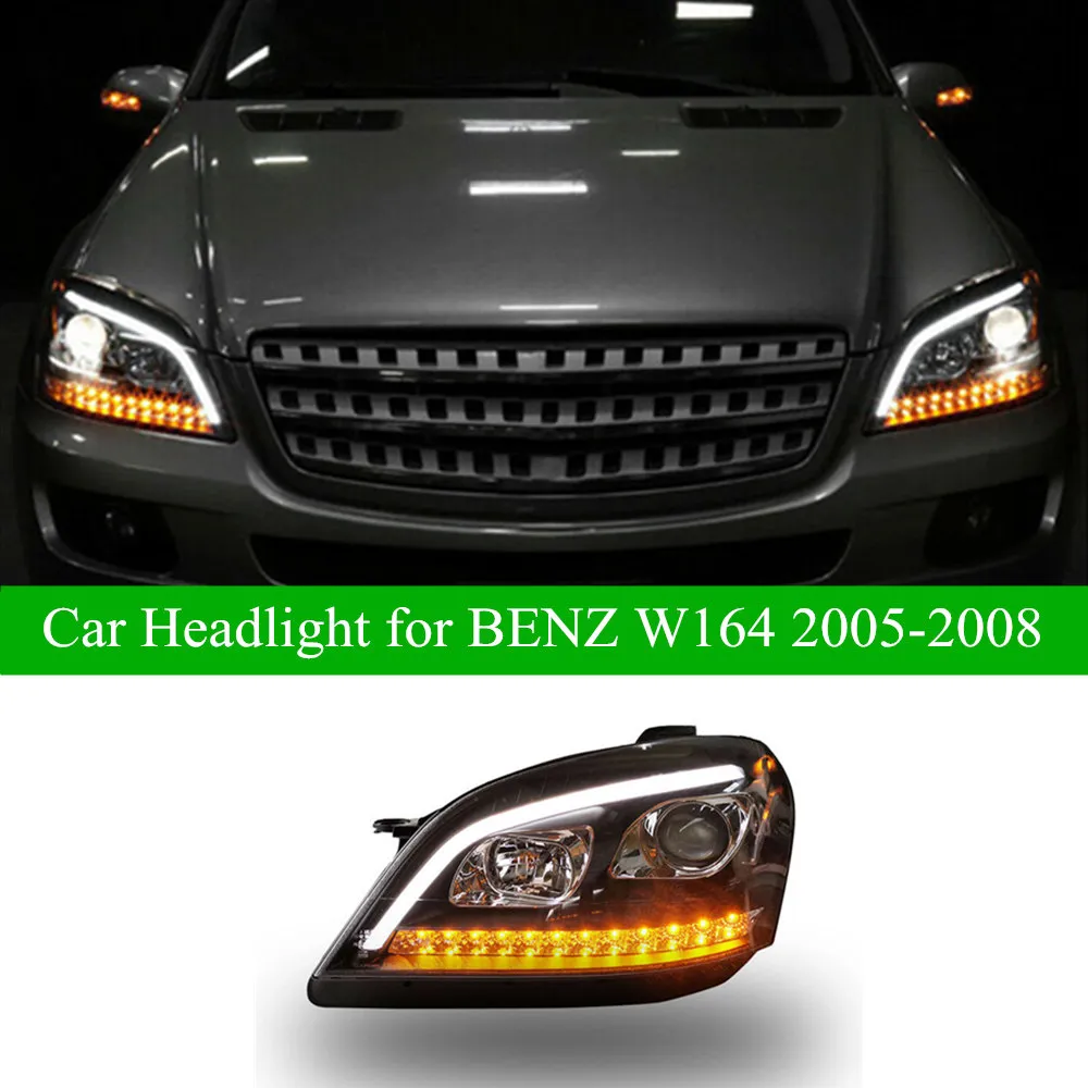 LED LED Light do Benz W164 Daytime Runglight 2005-2008 ML350 ML500 Dynamiczny sygnał skrętu podwójna wiązka soczewki samochodowe Lampa Akcesoria samochodowe