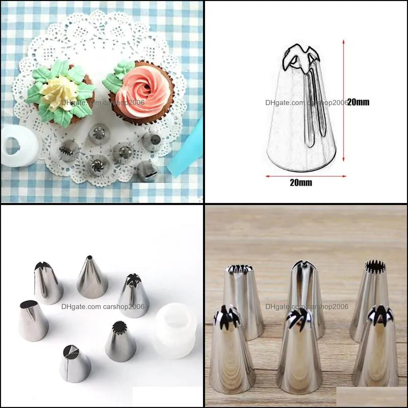 6pcs/set big size cream cake icing piping russian nozzles pastry tips stainless steel fondant decorating tools baking &