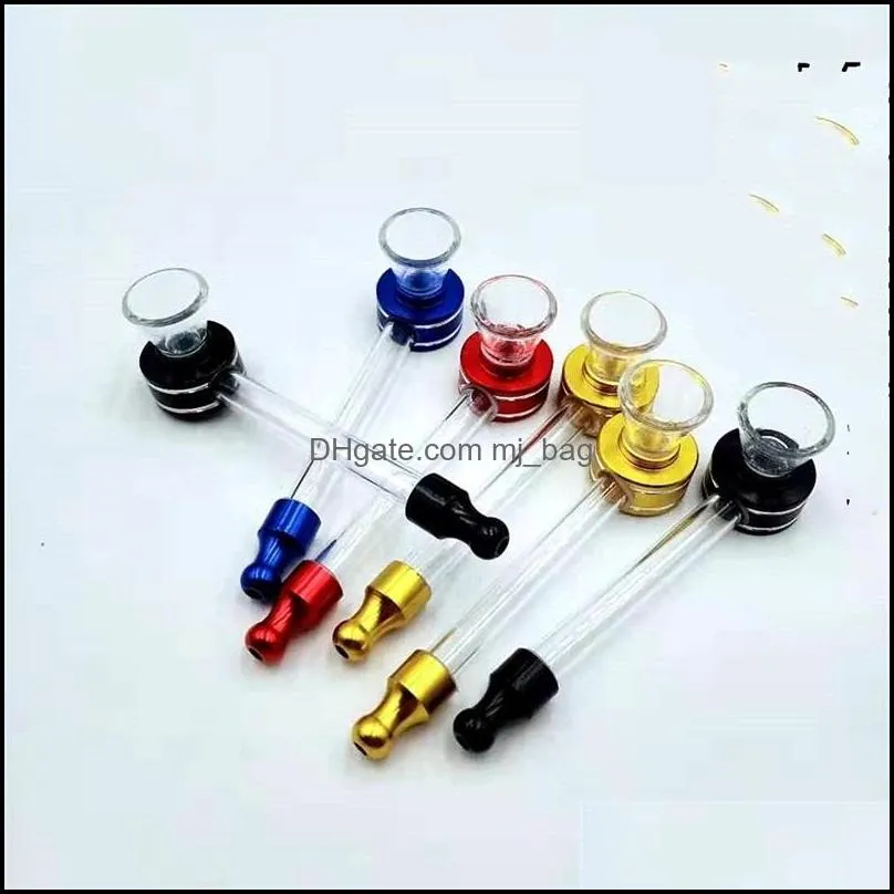 Oil Burner Glass Smoking Pipe Metal Pipes With Round Head Removable Cleaning Hot Sale Transparent Small 5 8hq B2