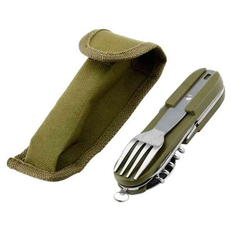 8 I 1 utomhus bordsartiklar set foldbar picknick camping sked gaffel kniv kit rostfritt stål återanvändbart resor bärbar bärbar y220530
