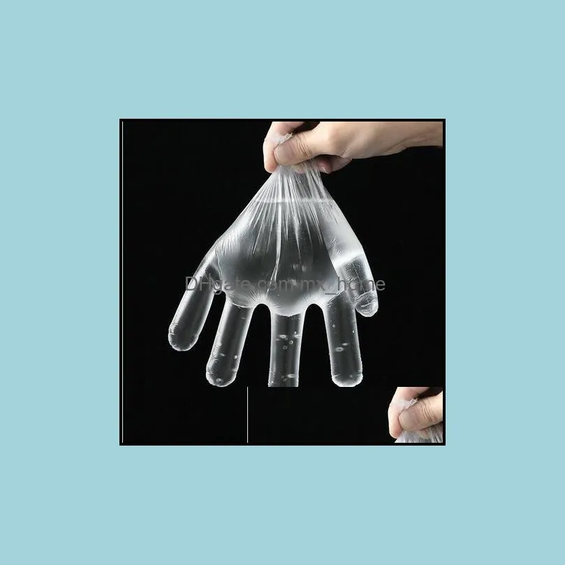 Plastic Disposable Gloves PE Transparent Gloves Food Prep Kitchen Cooking Gloves Multi Function Home Clean Kitchen Tools 100Pcs/Bag