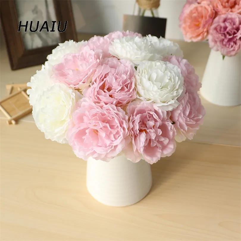 5 Cabeças/ Bouquet Peony Flowers Artificial Decor Home Decor de seda Flores Flores Flores Artificiais Para Casamento Diy Decoração T200319