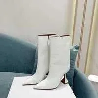 Fashion Season Shoes Amina Italy Muaddi Ankle Boots Giorgia Croc-embossed Zip Pedestal Booties White