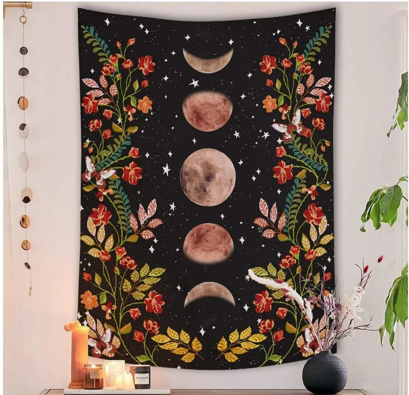 Tapestry Wall Hanging Nature Moon Phase Bohemian Mandala Tapestry Aesthetic Bedroom Decor Suitable For Home Dorm