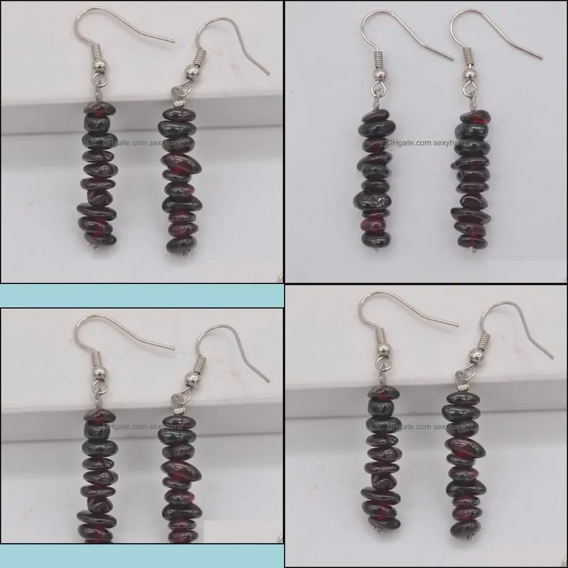 natural lucky handmade garnet beads gem stone drop earrings jewelry gift