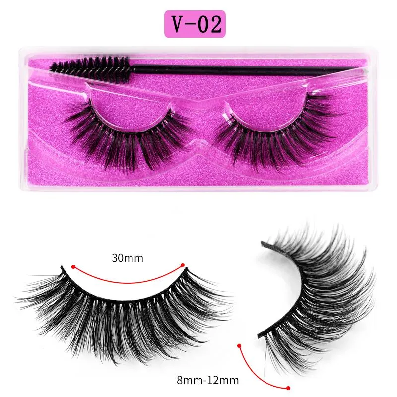 False Eyelashes Pair With Brush 3D Natural Long Lasting Extension Thick Curled Eye Makeup Beauty ToolsFalse