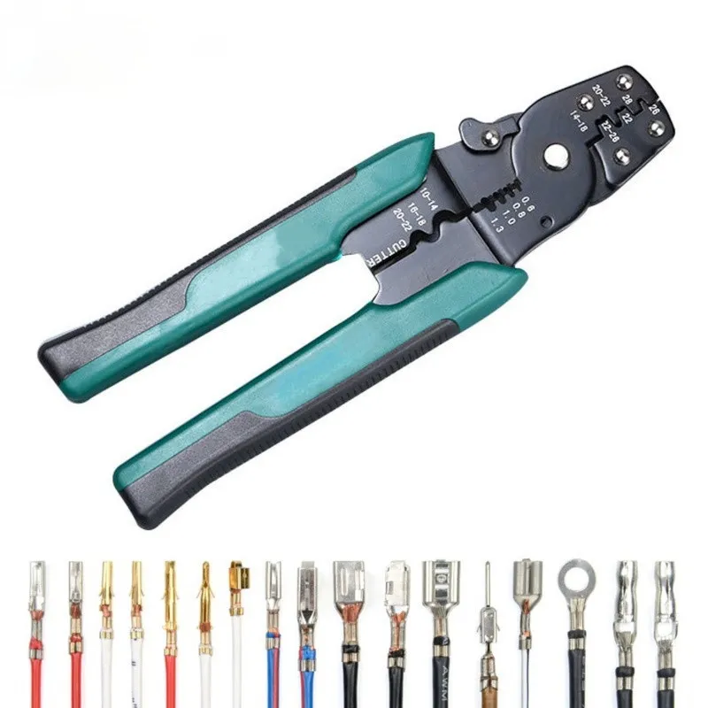 EUROP STYLE Crimping Tool Plier Wire Stripper Cutter Crimper WireTool 10-26AWG Quadrilateral Tube Bootlace Terminal 220428