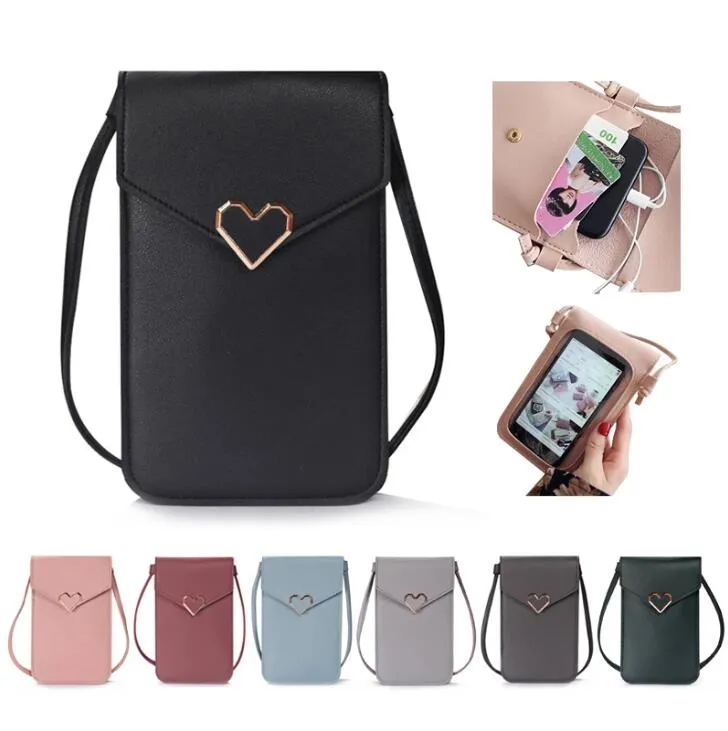 Shoulder Bag Cell phone Straps Phone Pouch Case Touch screen wallet Change Coin PU leather Purse for Girls Kids Women iphone 13 12 11 pro max S22 S21