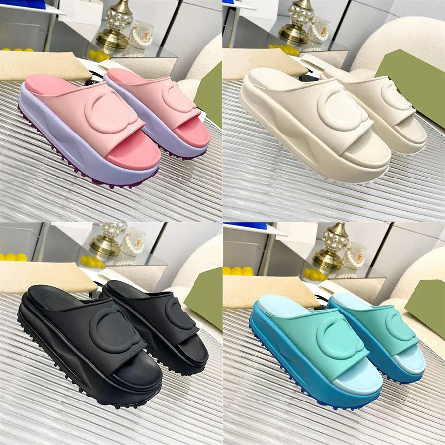 Designer Slippers Dames platform Slipper Big Double G Slides Classics Rubberglaasjes Solid kleuren slippers Niet -slip sandalen Dikke bodem platte schoenen met doos