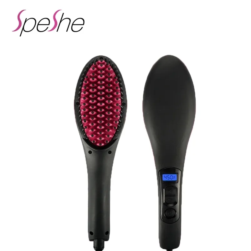 Electric Hair Straightener Brush Ionic Hair Straightening Iron Professional Ceramic Hair Styling Massager Tools Heating Comb 220602