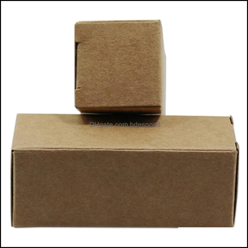 Brown Foldable Kraft Paper Package Boxes Pure Color Gfit Box Lipstick Craft Essential Oil Roller Bottle Storage Carton 7 Sizes