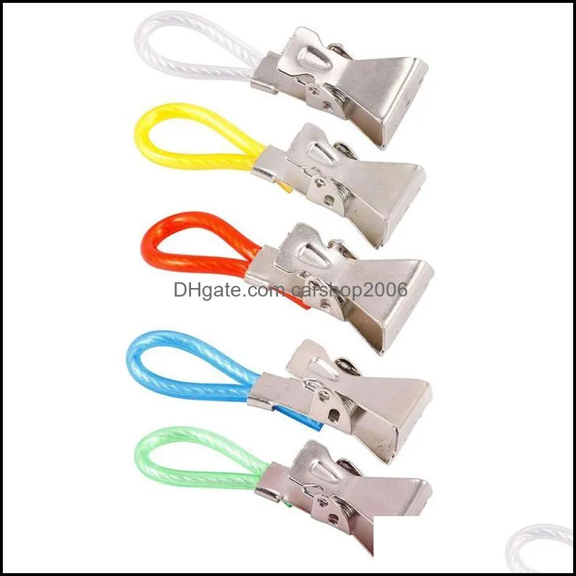 5Pcs Clothes Pegs Stainless Steel Clothespins Colorful Laundry Tea Towel Hanging Clips Loops Clips Kitchen Bathroom Clips