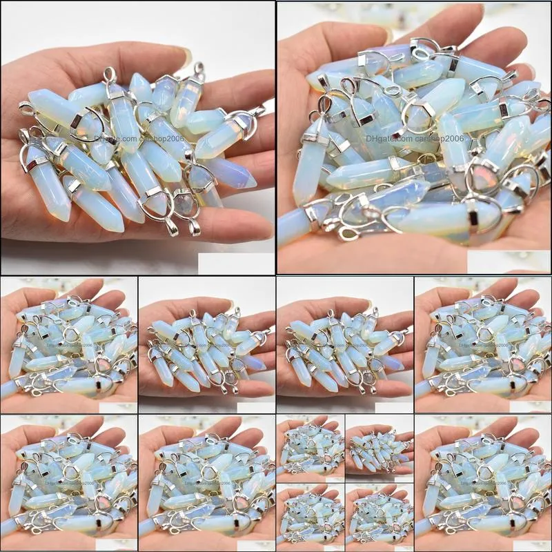 Fashion hotselling opal stone Charms Hexagonal healing Reiki Point charms pendants for jewelry making