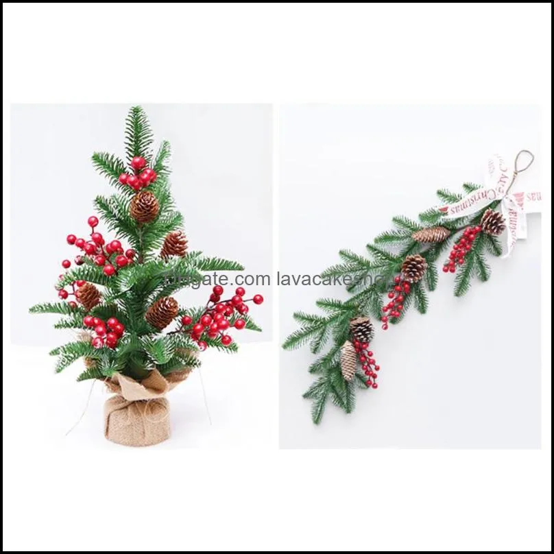 christmas decorations wall hanging wreath artificial flower rattan horn pvc fashion home xmas decoration door ornaments red