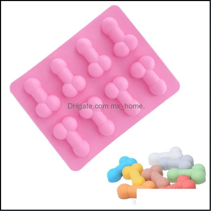 Silicone Ice Mold Funny Candy Biscuit Ice Mold Tray Bachelor Party Jelly Chocolate Cake Mold Household 8 Holes Baking Tools Mould BH1874