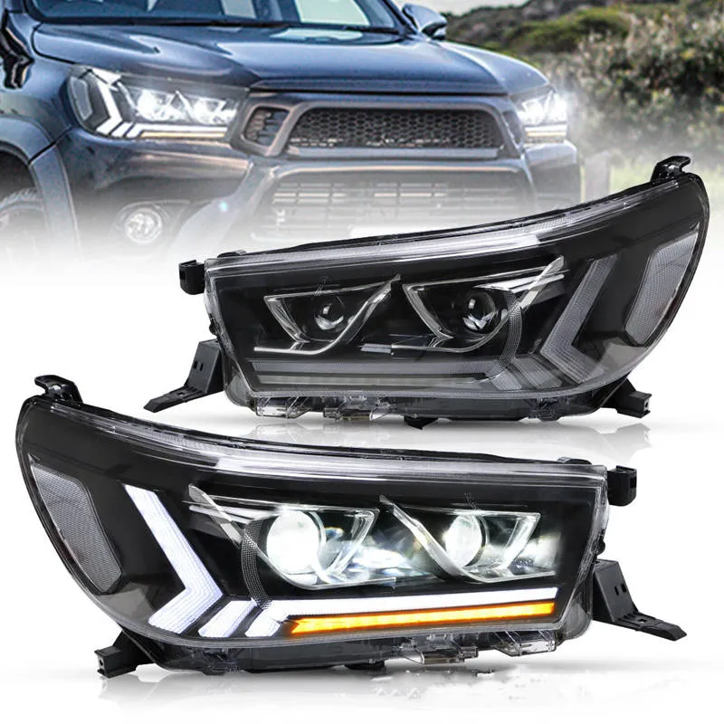 Auto Part Car Headlight för TOYOTA HILUX LED DAYTID Running Lights Parkering dimma Vrid dynamisk huvudljusbelysning