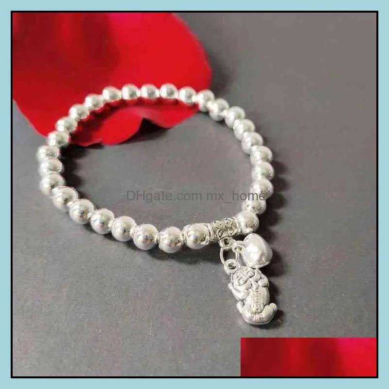 Chinese-style Products 6mm Variety of Ethnic Style Imitation Silver Bracelet Scenic Spot Tourism Jewelry Abacus Beaded