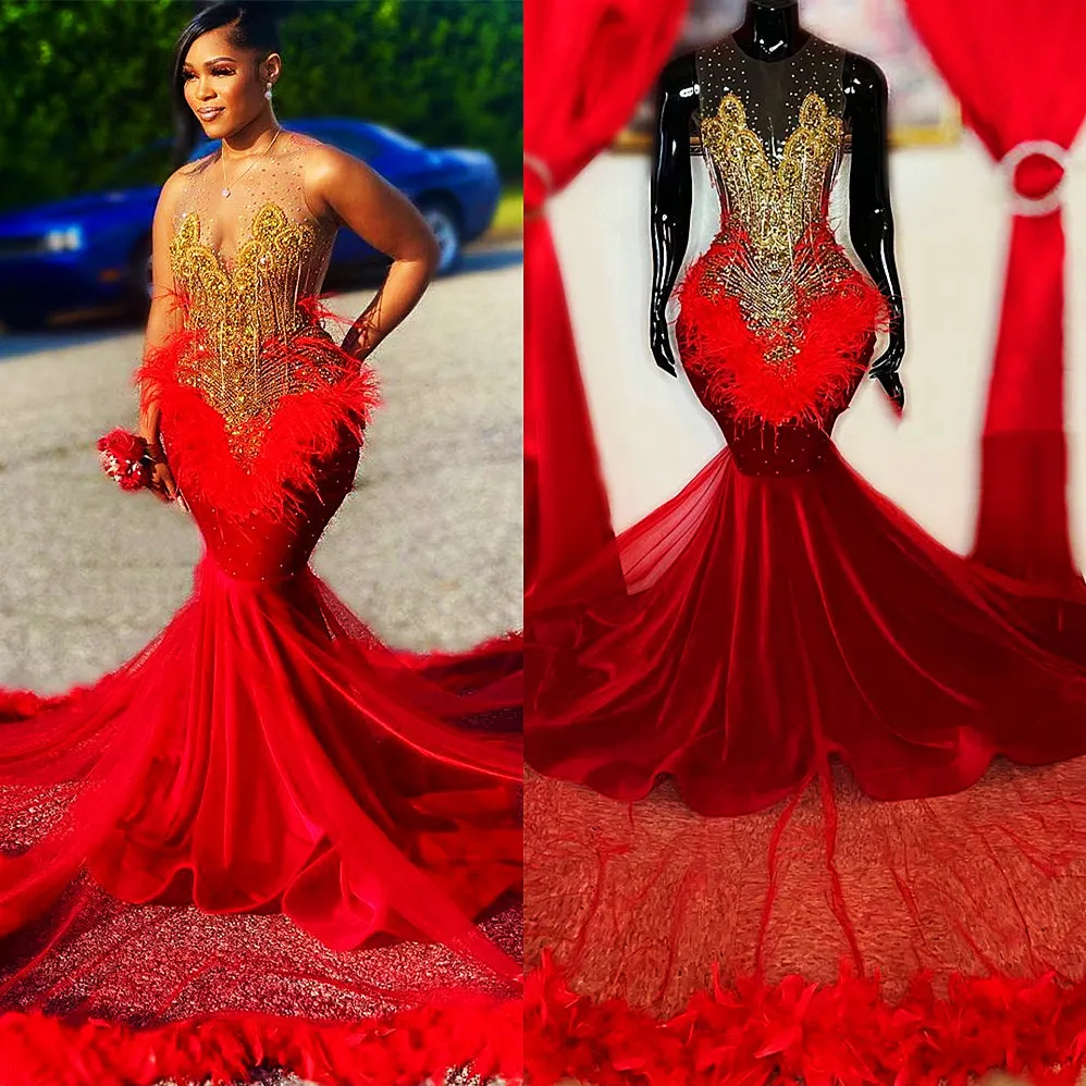 2022 Plus Size Arabic Aso Ebi Red Luxurious Mermaid Prom Dresses Pärled Crystals Evening Formal Party Second Reception Birthday Engagement Gowns Dress ZJ577