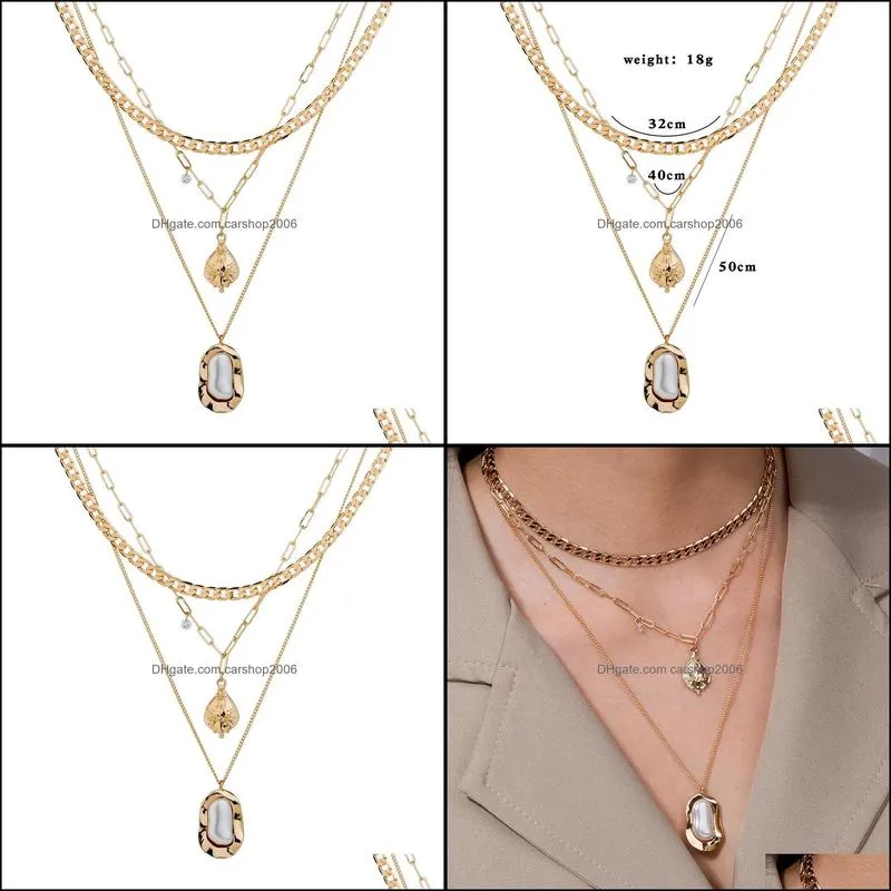 europe and america crystal new style women`s multilayer pearl pendant necklace handmade necklace popular jewelry