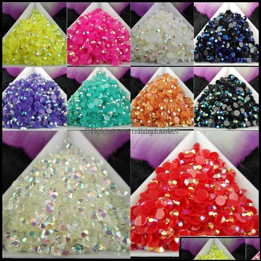 أحجار راينست أحجار فضفاضة المجوهرات 5000pcs/bag ss16 4mm 10 color jelly ab resin crystal flatback super gl dhtiy