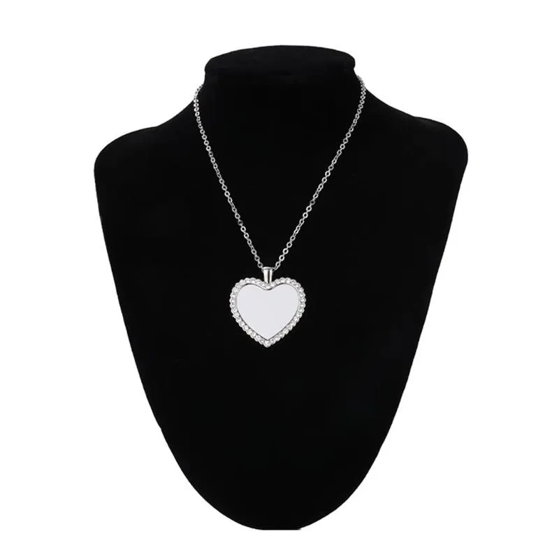 Pendant Necklaces Heart Necklace Sublimation Alloy Heat Transfer For DIY ID Name Tags