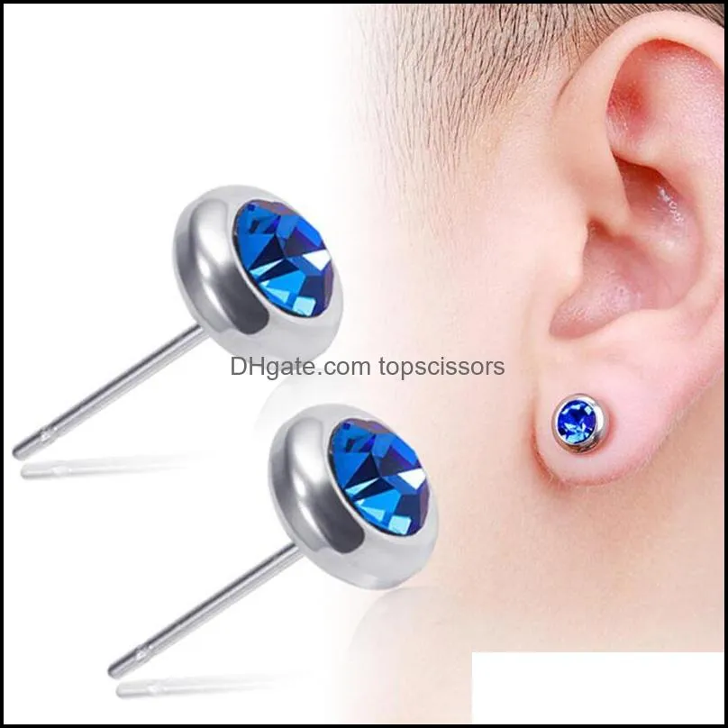 Body Arts Wholesale Colorf Crystal Rhinestone Ear Studs Fashionabla kirurgiska stålörhängen med GEM -smycken för TopScissors DHT7O