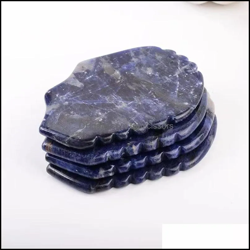 Natural Stone Slimming Face Massager Lifting Chin Health Care Beauty Jade Guasha Scraping Board Blue Sodalite Gua Sha Facial Massage