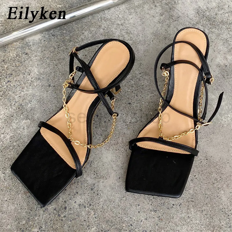 Eileken 2021 Nya kvinnor Sandal Thin High Heel Elegant Ladies Pumps skor smal band Summer Gladiator Sandaler skor Storlek 35-40564SHS; LHJPS