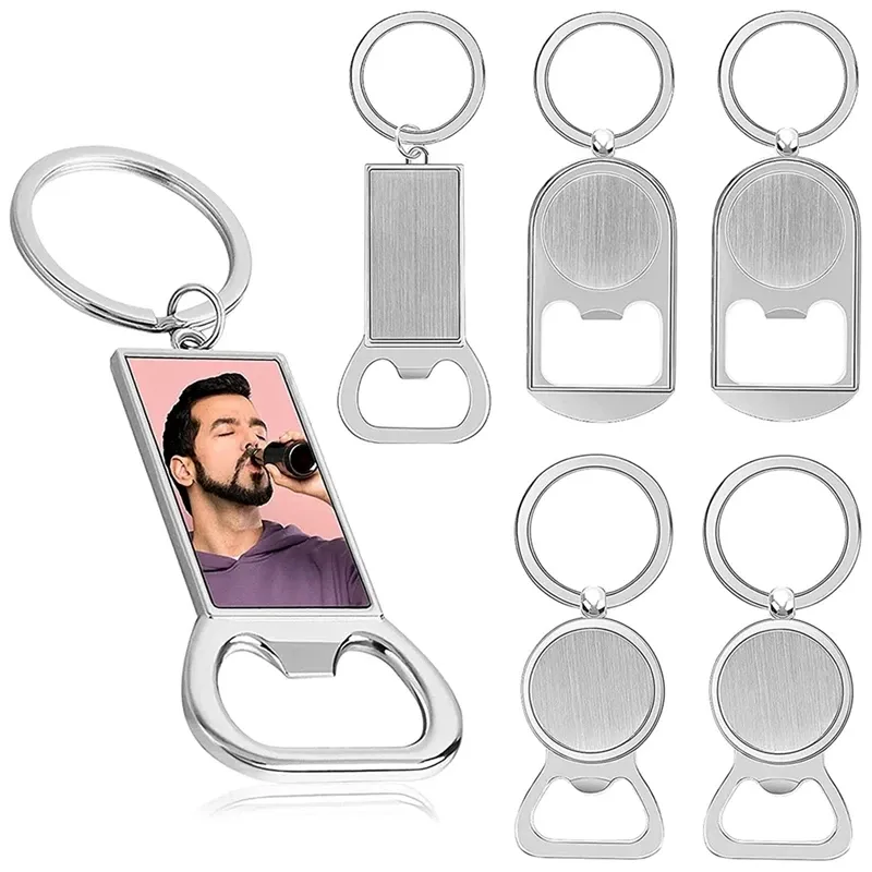 Sublimation Blank Metal Bottle Opener Round Patch Custom Thermal Transfer Bottle Openers Keychain Kitchen Tools
