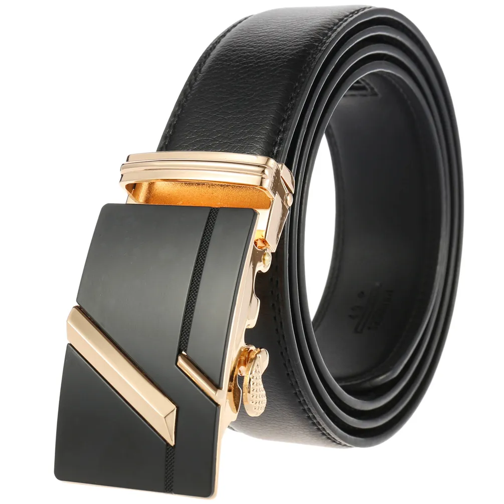 الأزياء حزام جلد حقيقي أحزمة سوداء للرجال الأوتوماتيكية إبزيم أحزمة بيع 110-130 سنتيمتر حزام 13