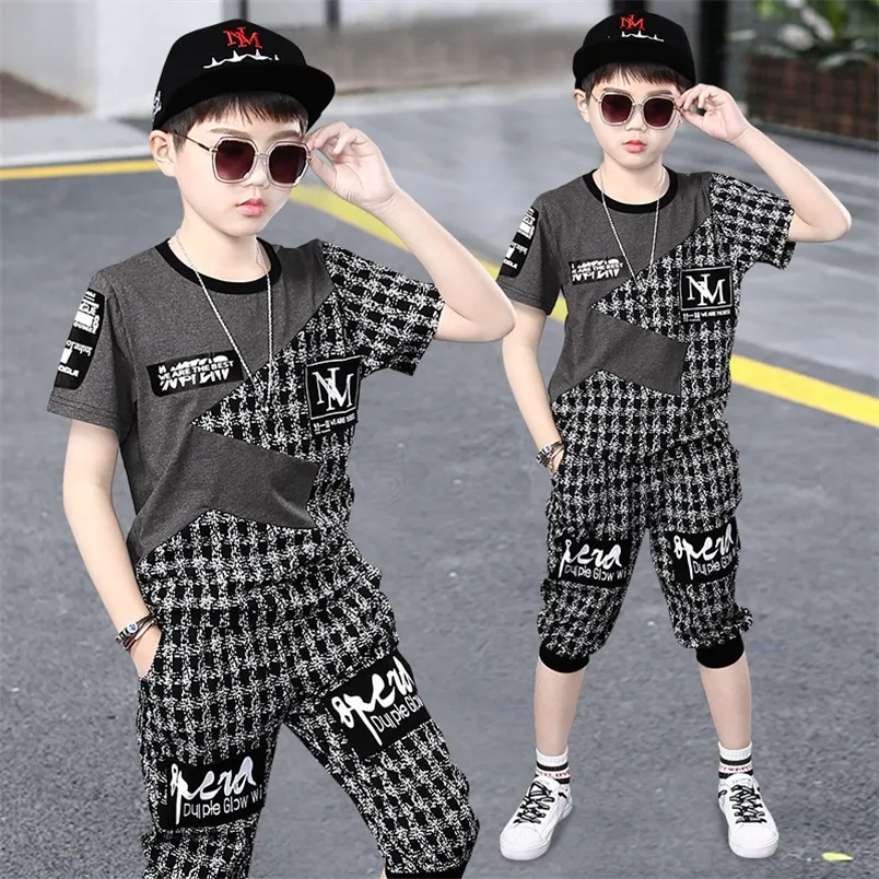 Summer Fashion Boys Set In For Kids Spliced Short Sleeve T Shirt And Pants  Sizes 4 14 Years Ideal For School And Outdoor Activities Style 220620 From  Jiao09, $16.02