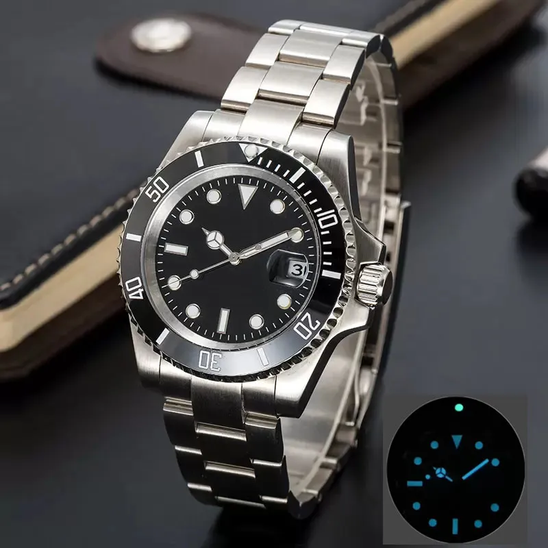 НОВЫЕ мужские часы 40 мм с керамическим безелем, автоматические механические часы, светящийся сапфир, водонепроницаемые, спортивные, с автоподзаводом, модные наручные часы, montre de luxe, подарок