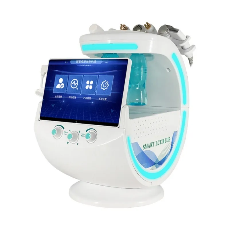 Nya skönhetstrender Ice Blue Microdermabrasion Hydro-Facial Machine Skin Peel With Skin Scanner Analyzer