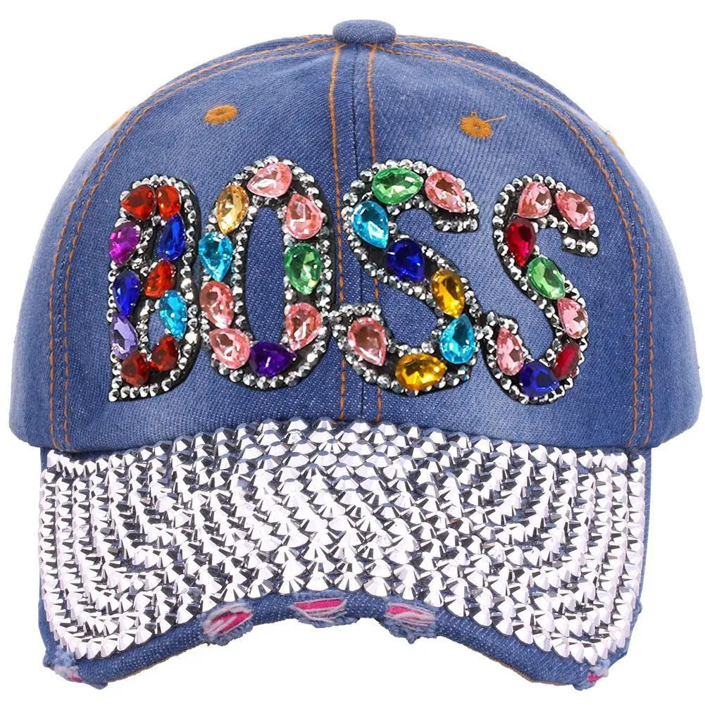 New Outdoor Sport Baseball Cap Spring Summer Fashion BOSS Letters Bling Adjustable Men Women Caps Fashion Hip Hop Hat