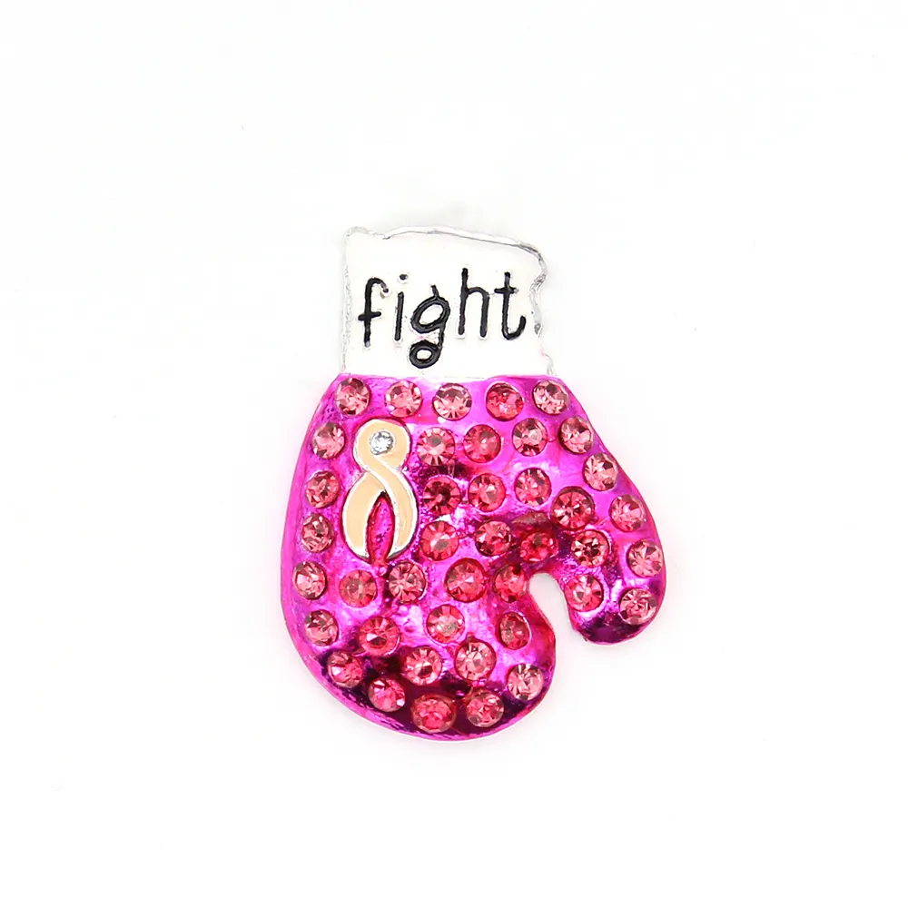 10 Pcs/Lot Custom Brooches Glove Shape Fight Pink Ribbon Breast Cancer Awareness Enamel Medical Pins For Nurse Accessories