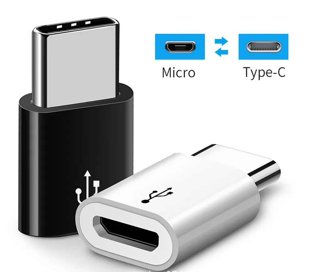 Micro USB Kvinna till typ C Male Converter USB-C Adapterkontakt Fast Charger
