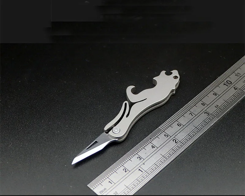 1Pcs High End Folding Knife 420J2 Satin Blade TC4 Titanium Alloy Handle Multifunctional bottle opener pocket knives