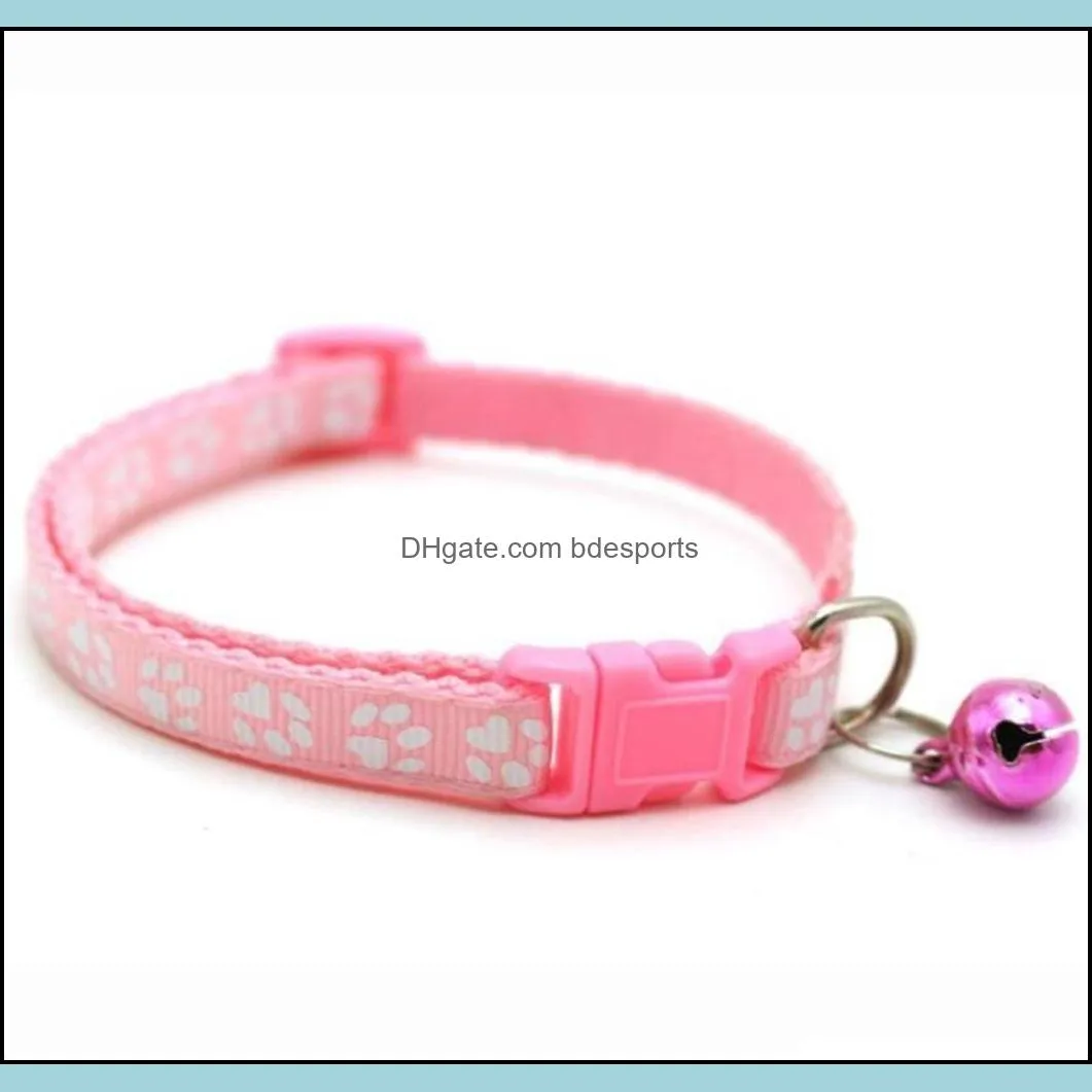 Cat 12styles Dog Puppy Collar Breakaway Adjustable Cats Collars With Bell Bling Paw Charms Pet Decoration